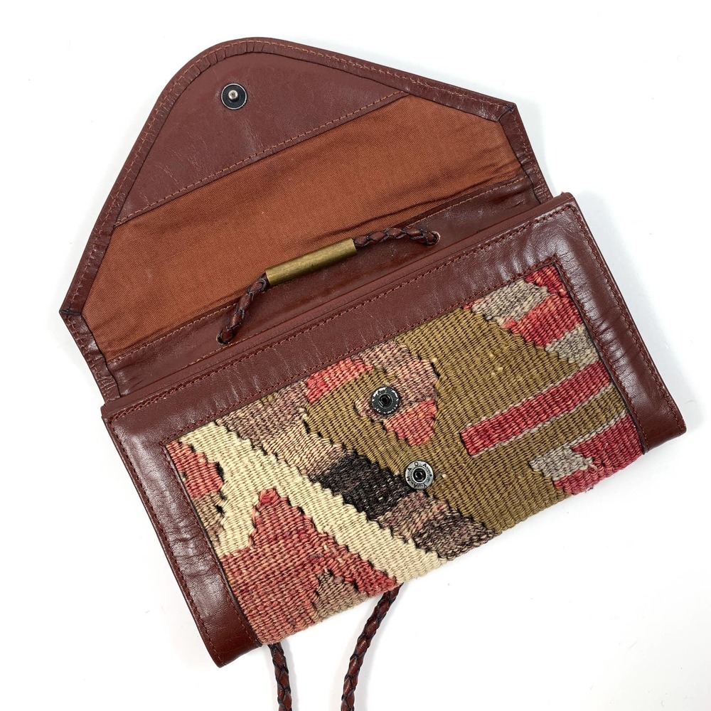 ❌SOLD❌ VTG hand made Turkish wool and leather wallet bag - Picture 6 of 11